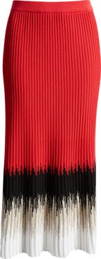 Ming Wang Ribbed Ombré Midi Skirt