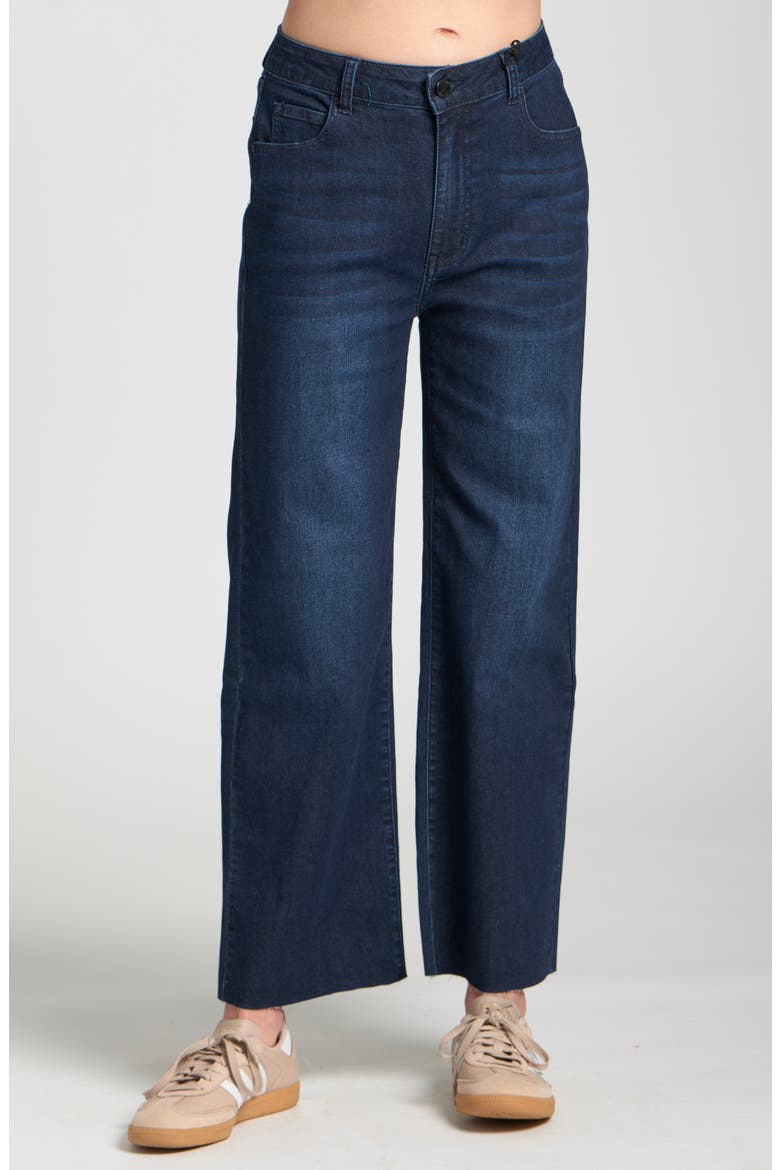 Crop Raw Hem Wide Leg Jeans, Main, color, DARK INDIGO