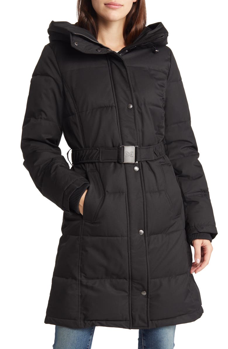 Sam Edelman Women's Belted Longline Puffer Jacket, Main, color, 