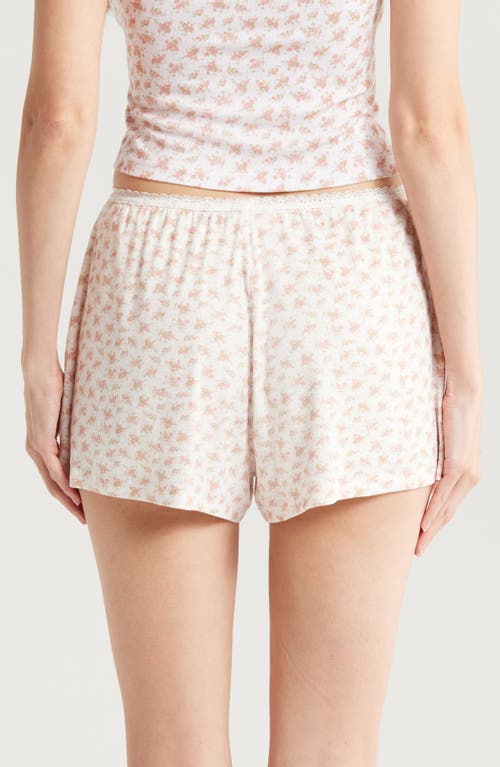 Kilo Brava Lace Trim Stretch Modal High Waist Shorts In Ditsy Pink Floral