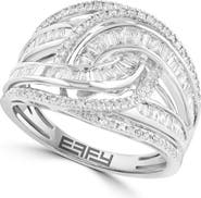 EFFY Twisted Baguette Diamond Crossover Ring in White Gold