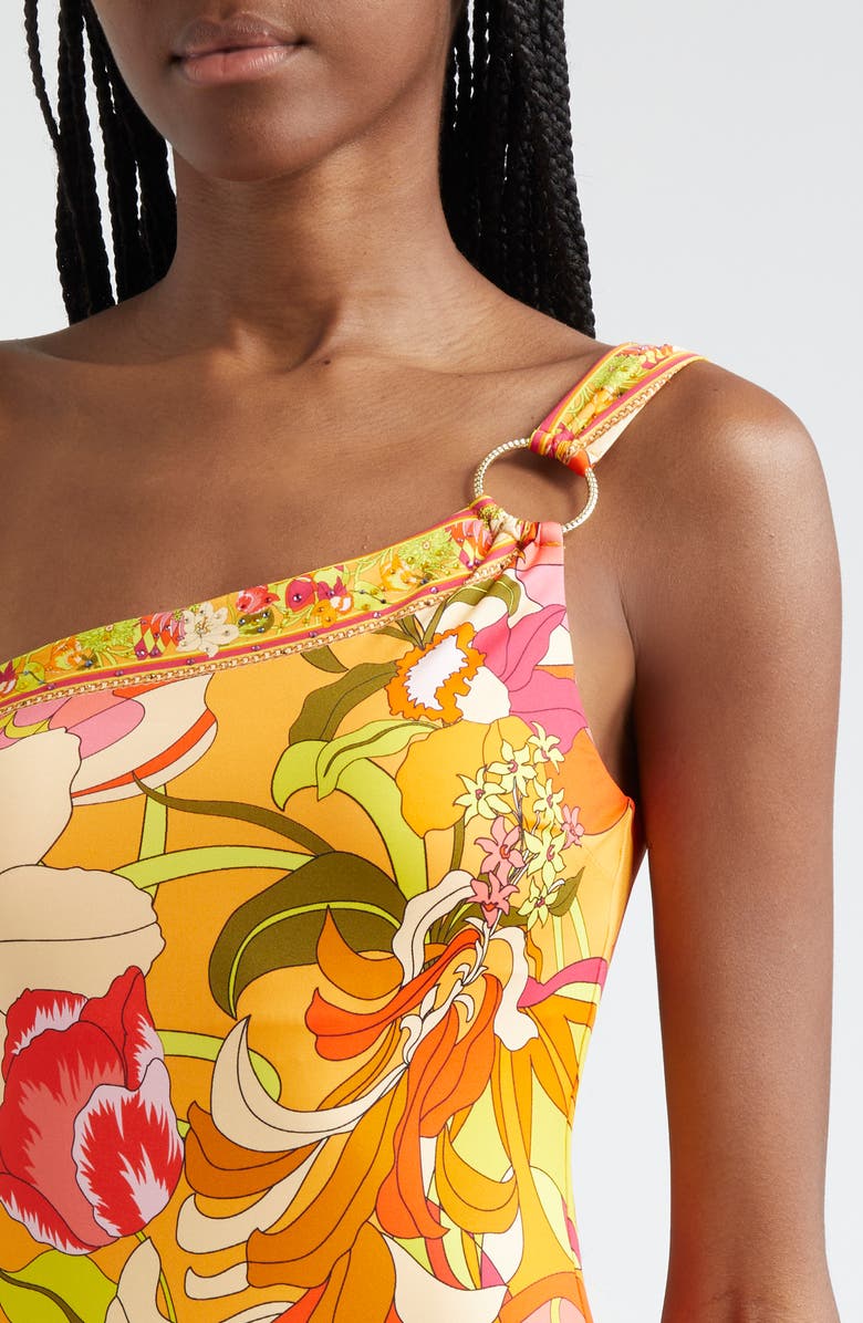 Camilla The Flower Child Society One-Shoulder One-Piece Swimsuit, Alternate, color, 