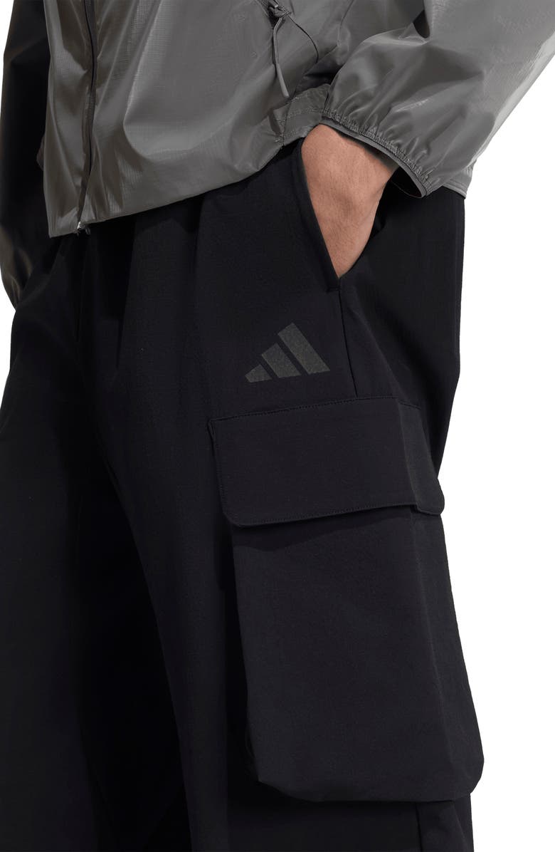 adidas Water Resistant Cargo Track Pants, Alternate, color, Black