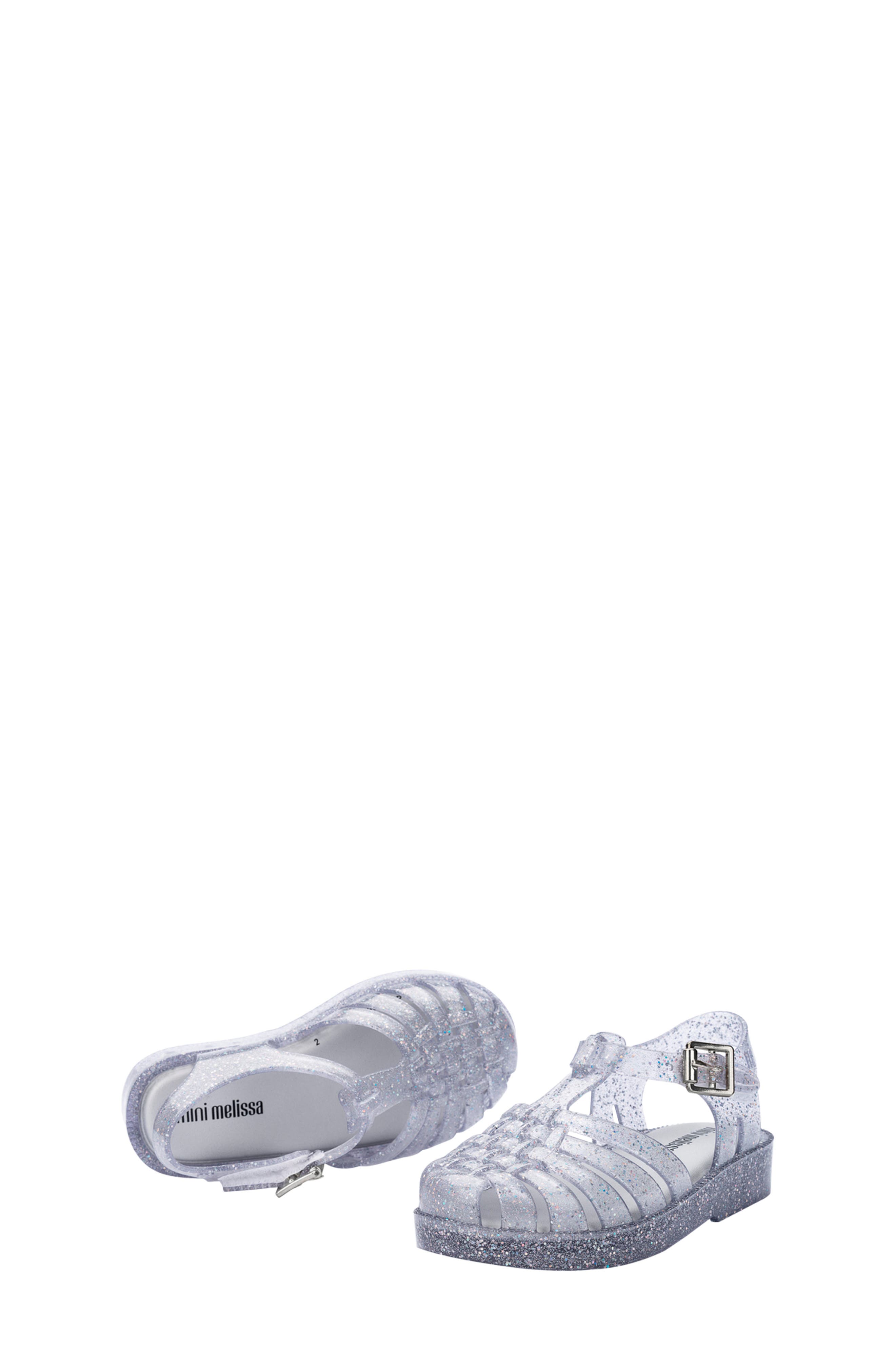 Mini Melissa Kids Mini Posses Sandal, Alternate, color, Pink Silver Glitter