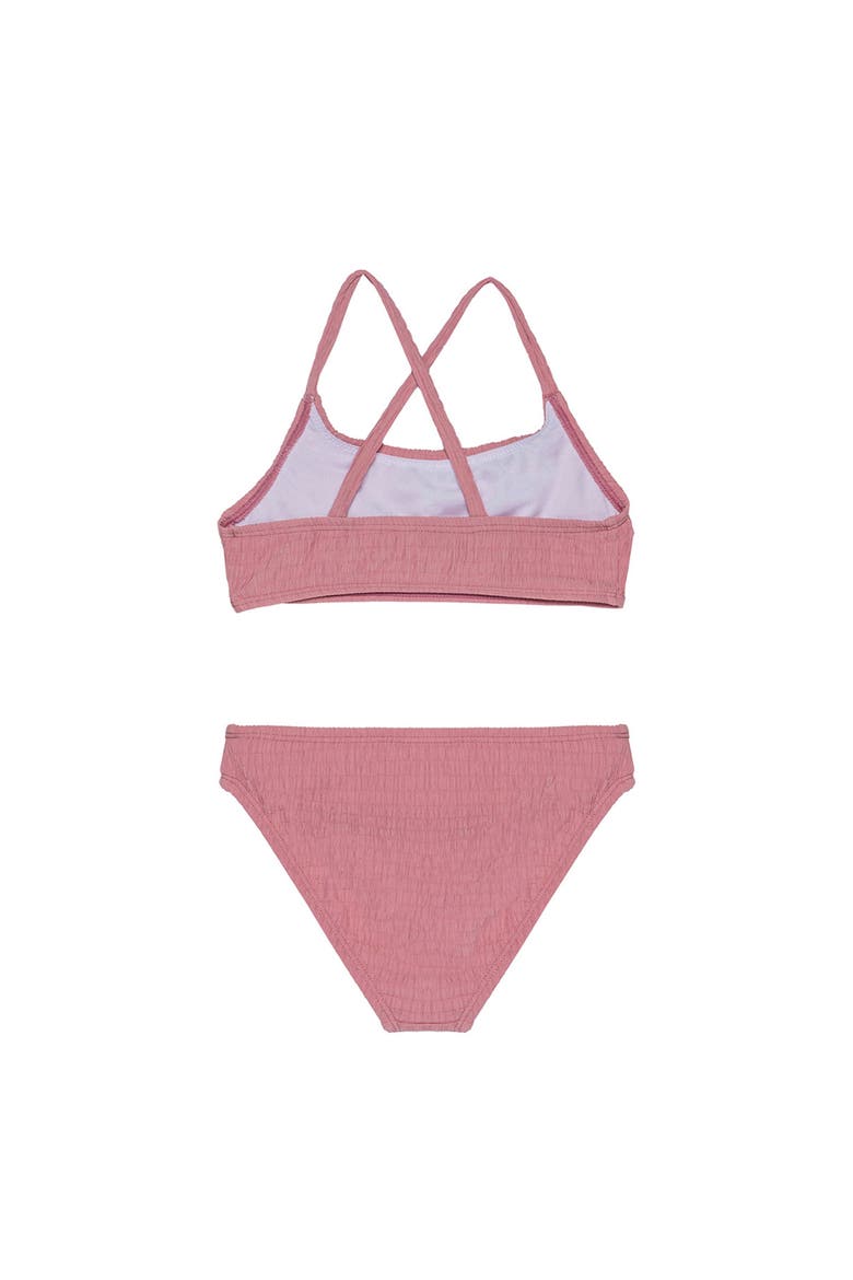 Neapolitan Textured Criss Cross Strap Swim Set, Alternate, color, Pink