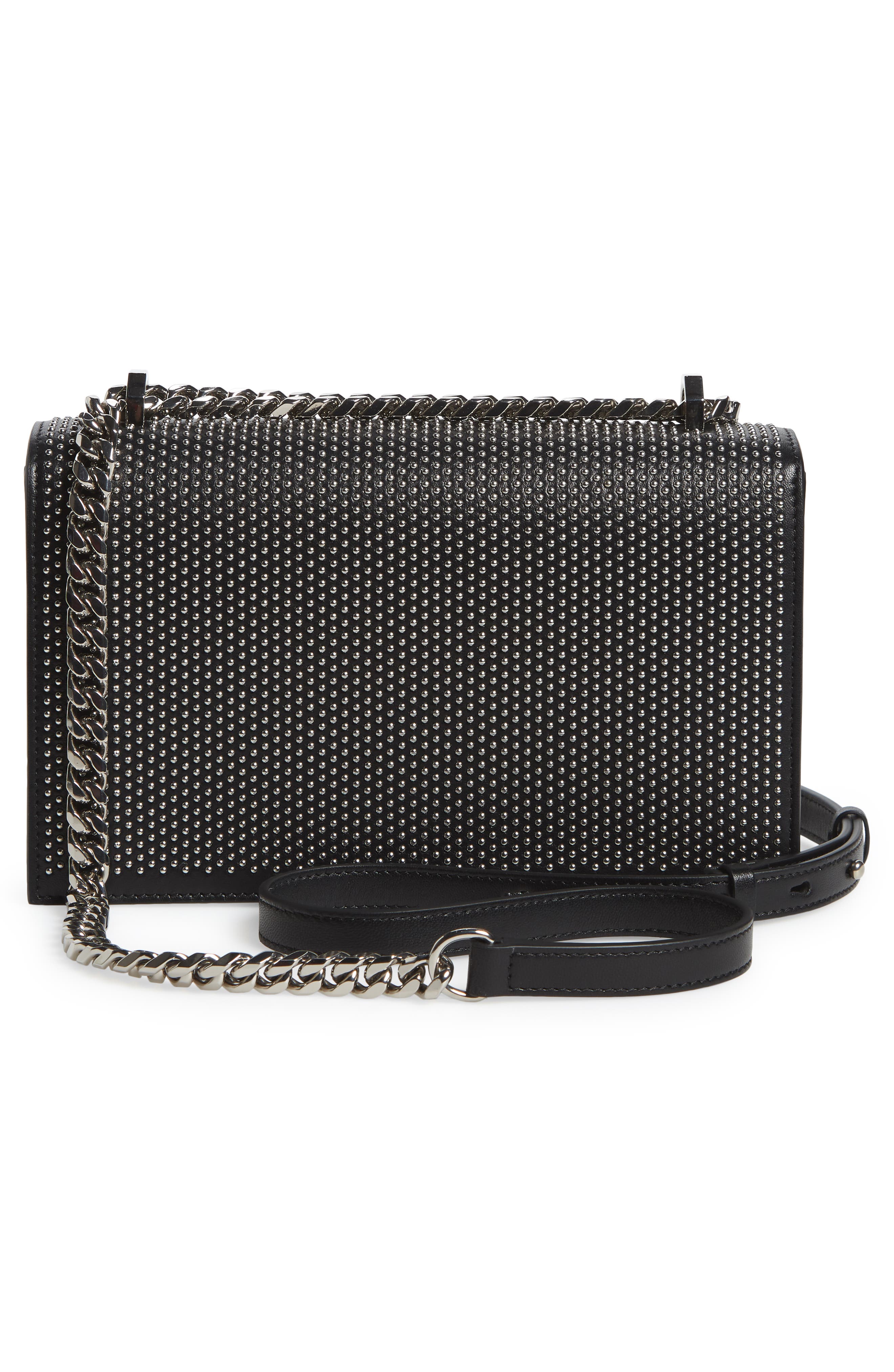 McQueen Alexander McQueen Jeweled Studded Leather Crossbody Bag, Alternate, color, 