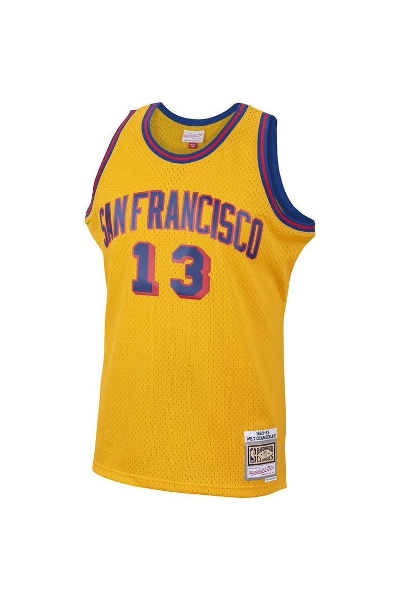 Men's Mitchell & Ness Wilt Chamberlain Gold San Francisco Warriors 1962/63 Hardwood Classics Swingman Jersey, Alternate, color, Gold