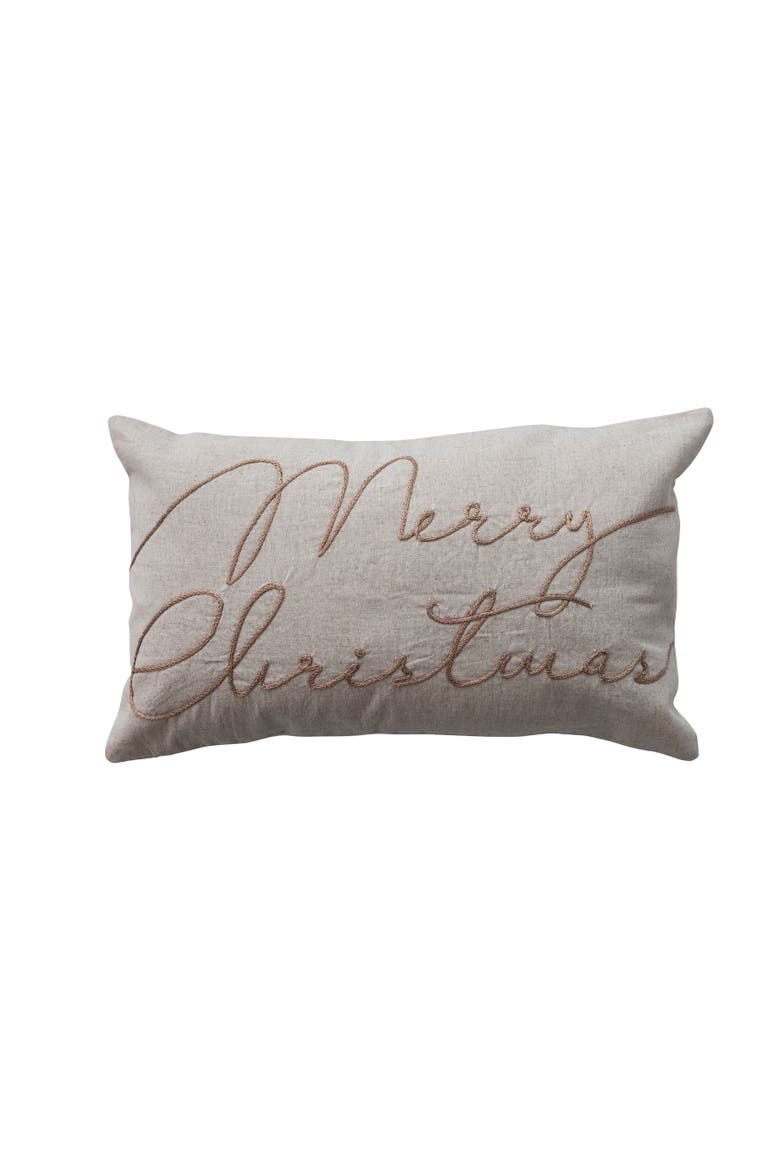 Artisan Embroidered Cotton & Linen Lumbar Pillow, Main, color, Natural and Copper