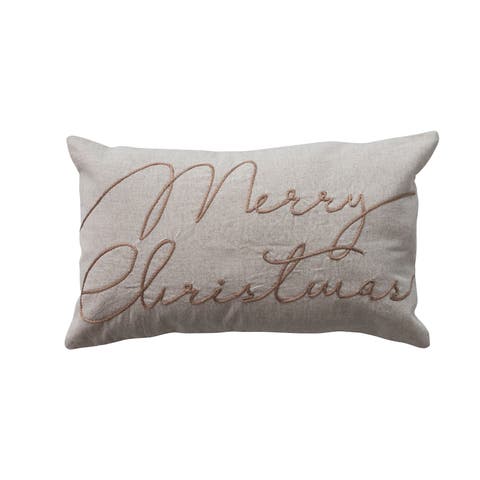 Artisan Embroidered Cotton & Linen Lumbar Pillow