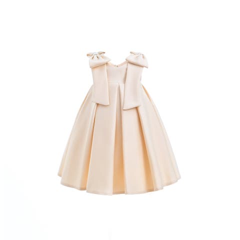 Palermo Satin Bow Pleated Dress