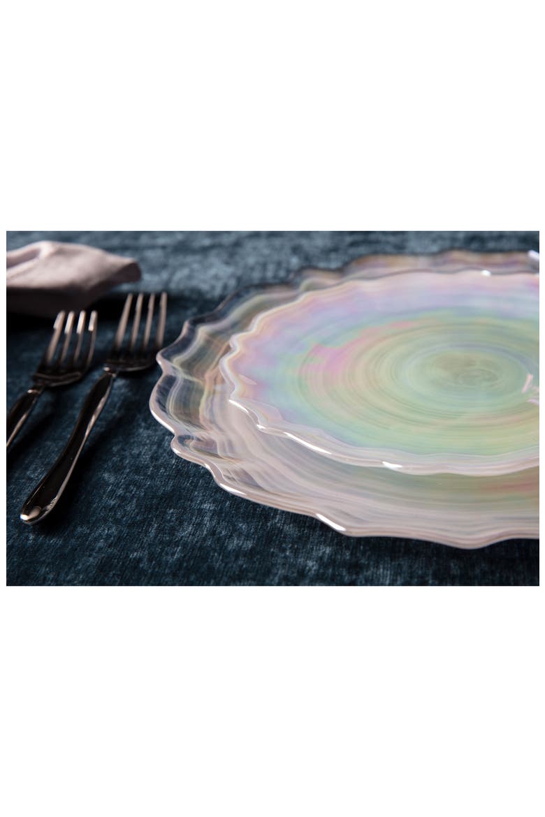 Lorelei Set of 4 Iridescent Charger Plates, Alternate, color, CLEAR