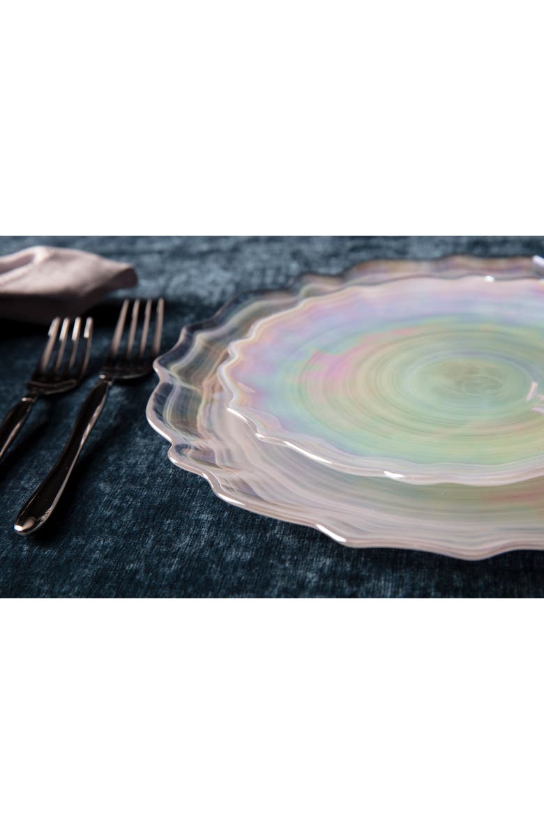 Fortessa Lorelei Set of 4 Iridescent Charger Plates, Alternate, color, Clear