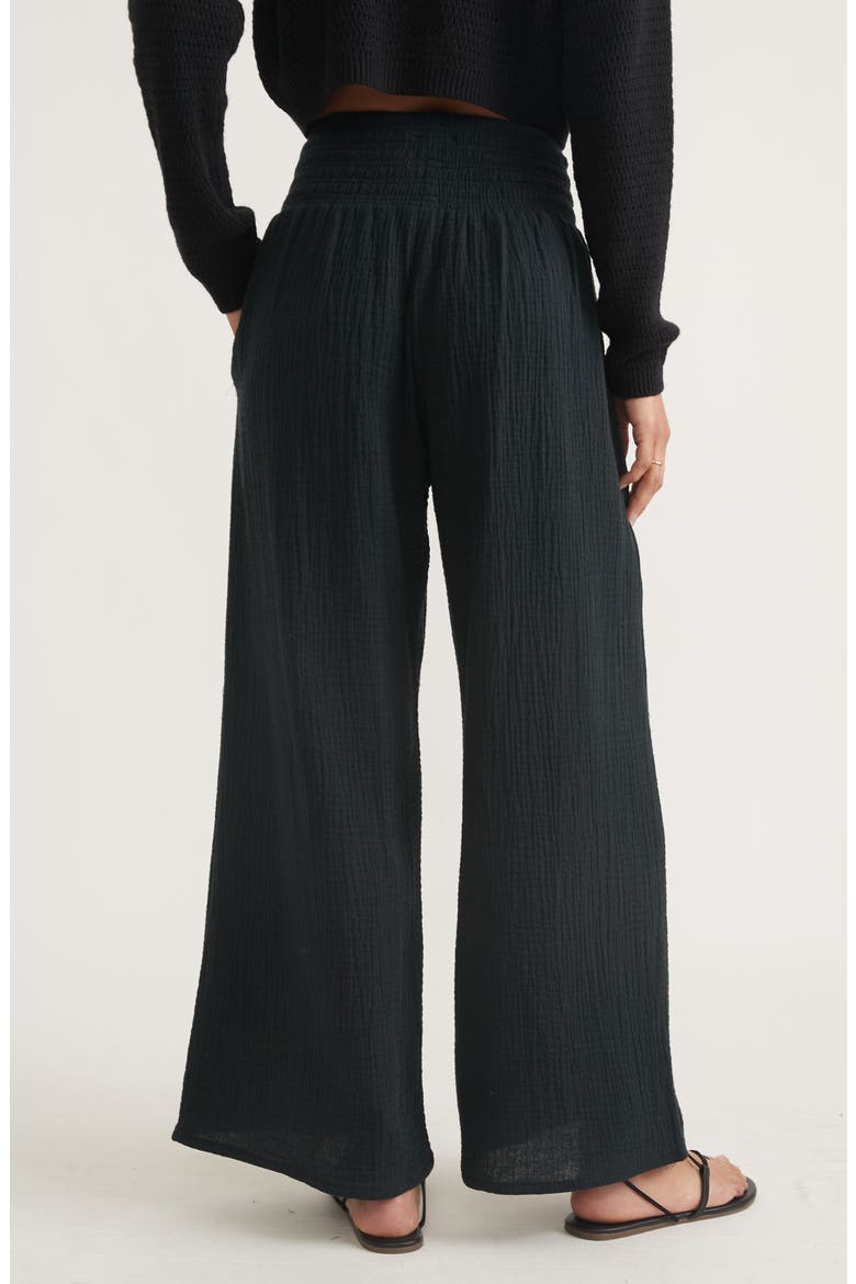 Corinne Double Cloth Cotton Palazzo Pants, Alternate, color, FADEDBLACK