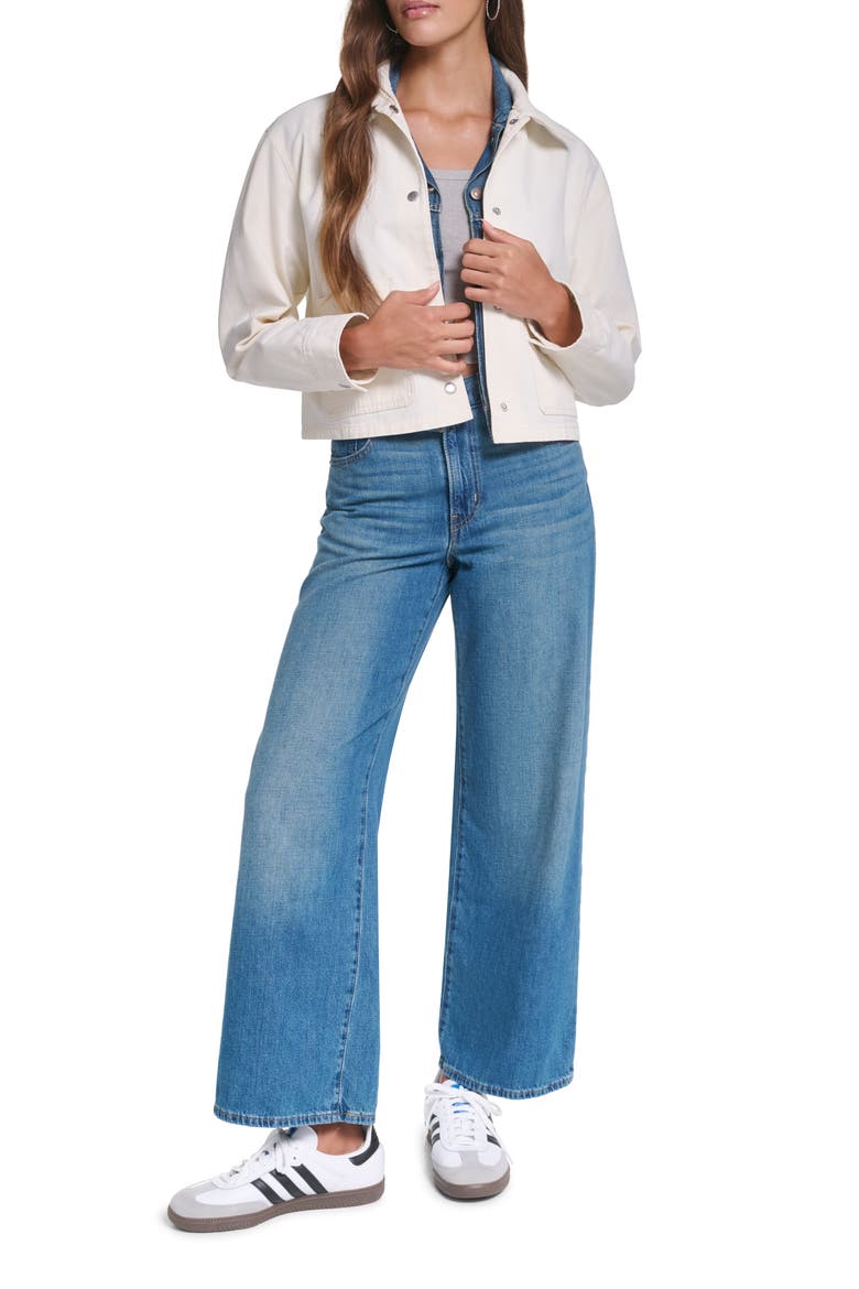 Cropped Cotton Chore Jacket, Alternate, color, ECRU
