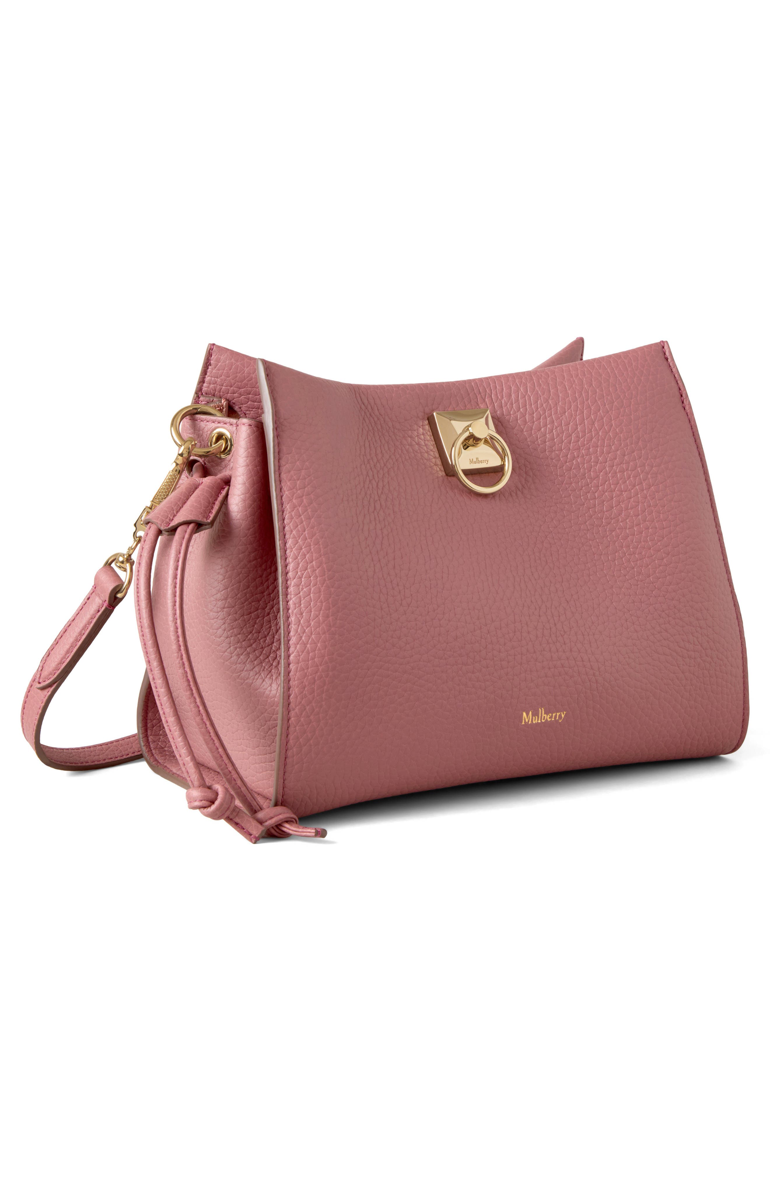 Small Iris Leather Top Handle Bag, Alternate, color, PINK SCRUMPY