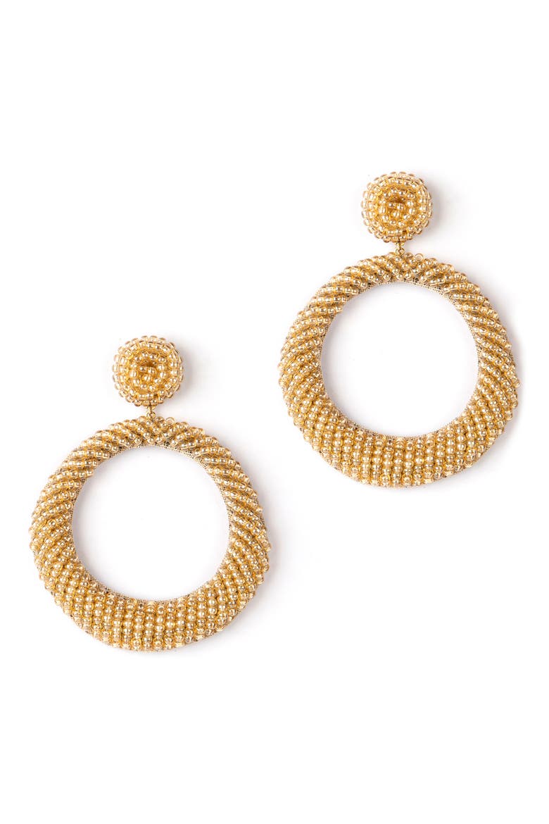Asta Beaded Frontal Hoop Earrings, Main, color, CHAMPAGNE