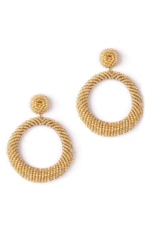 Asta Beaded Frontal Hoop Earrings