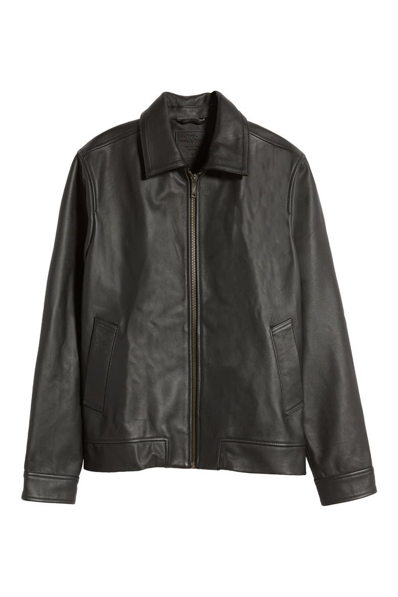 Haymarket Leather Jacket, Alternate, color, ONYX