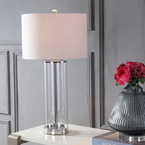 Jonathan Y Harper 29" Glass Led Table Lamp In Clear/chrome