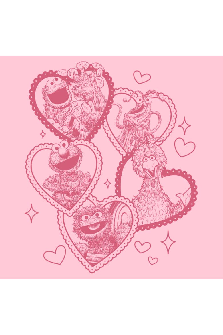 Girls' Heart Framed Characters Graphic Short Sleeve T-Shirt, Alternate, color, Light Pink
