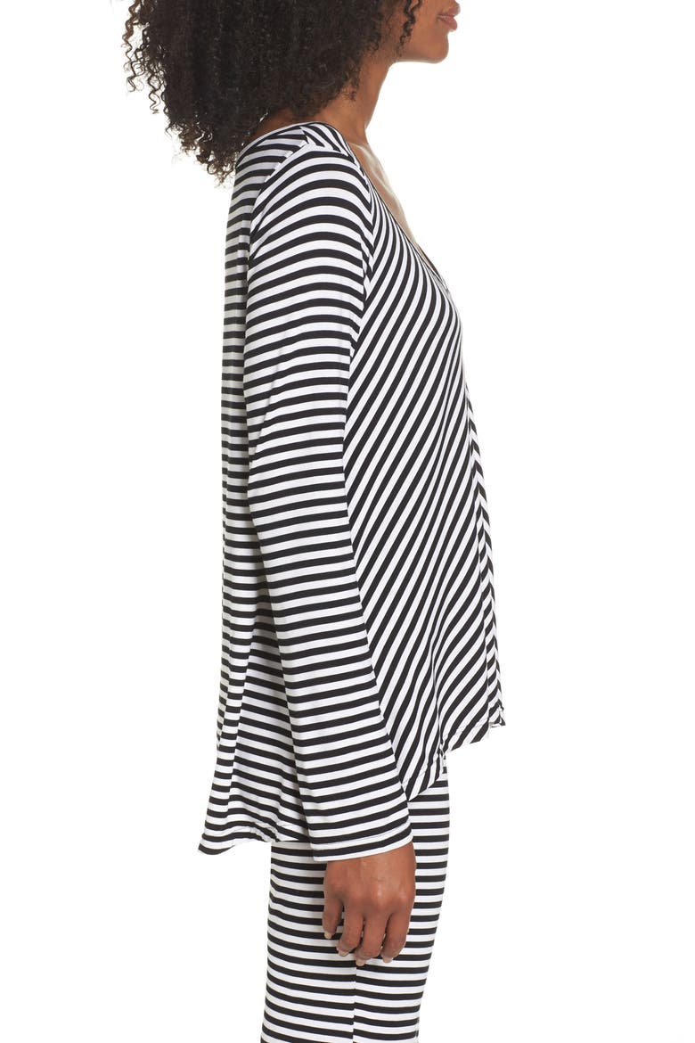 Miranda Stripe Lounge Tee, Alternate, color, BLACK/ WHITE