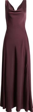 WAYF Tala Cowl Neck Satin Gown