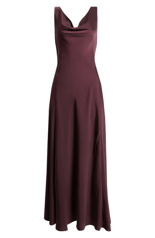 Wayf Tala Cowl Neck Satin Gown In Purple
