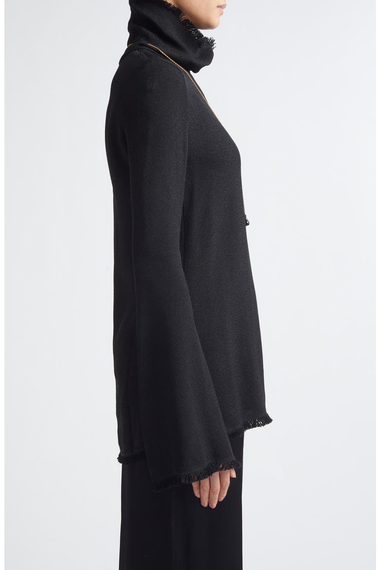 Slim Fit Fray Edge Top, Alternate, color, BLACK