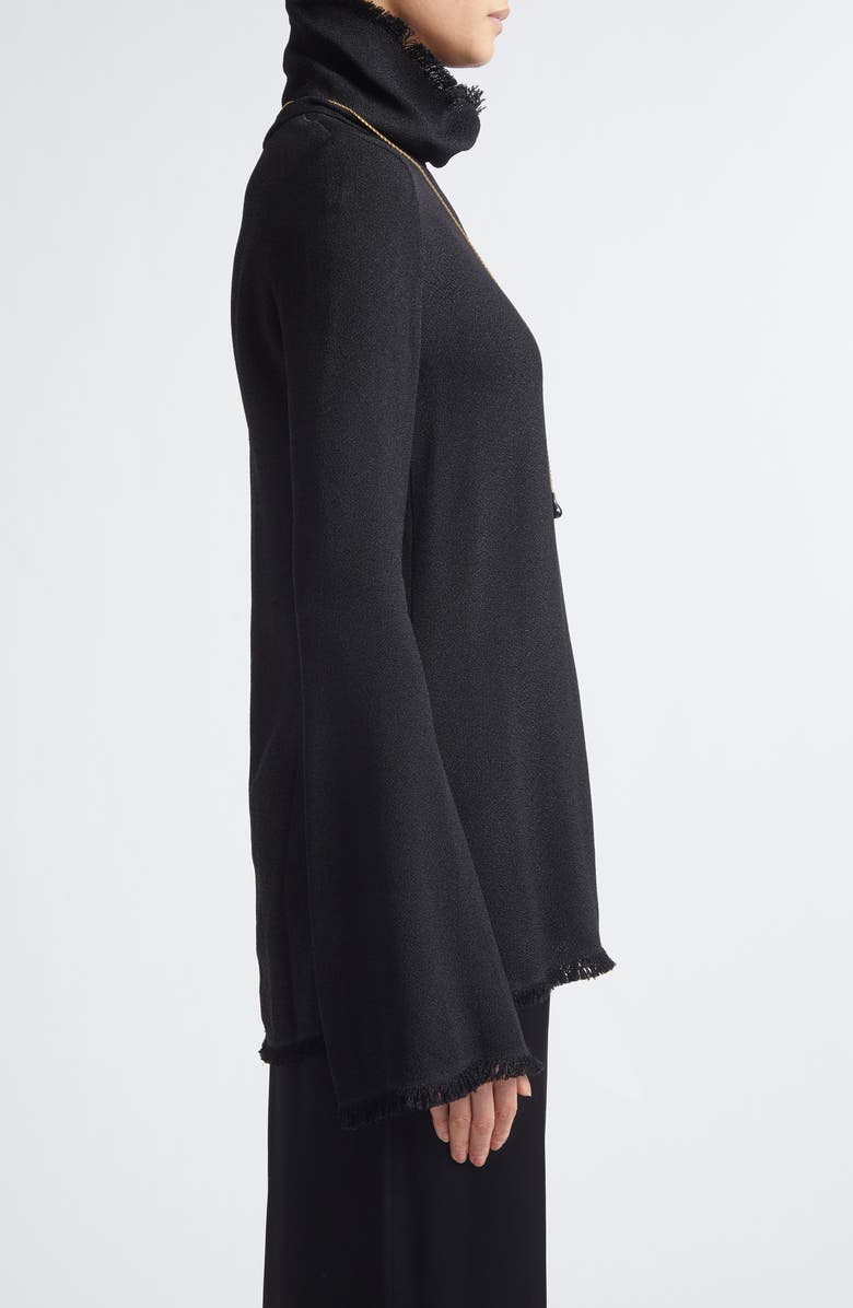 TOTEME Slim Fit Fray Edge Top, Alternate, color, Black