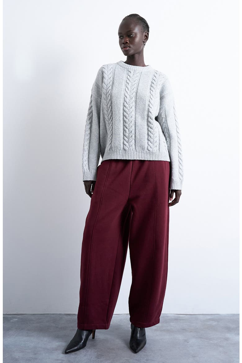 Cable Stitch Wide Rib Sweater, Alternate, color, GREY