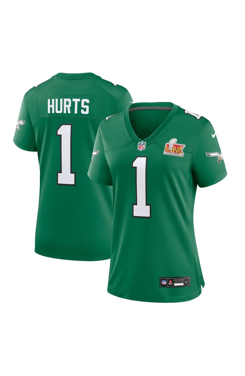 Nike Women's Nike Jalen Hurts Kelly Green Philadelphia Eagles Super Bowl LIX 2nd Alternate Game Jersey, Alternate, color,