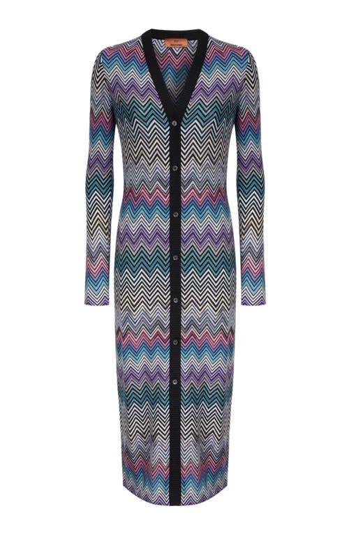 Missoni Long Zigzag Wool Cardigan In Multicoloured