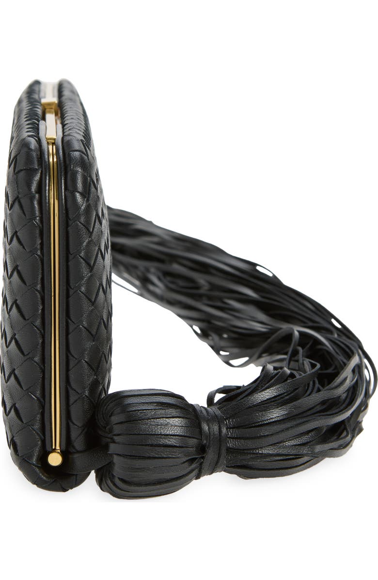 Bottega Veneta Intrecciato Plume Leather Clutch, Alternate, color, 1007 Black-Brass Vibrato