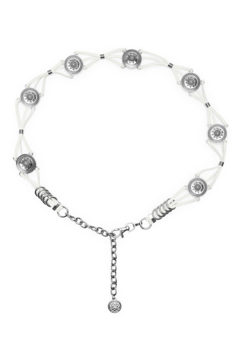 Resin Concho Faux Leather Belt, Main, color, WHITE
