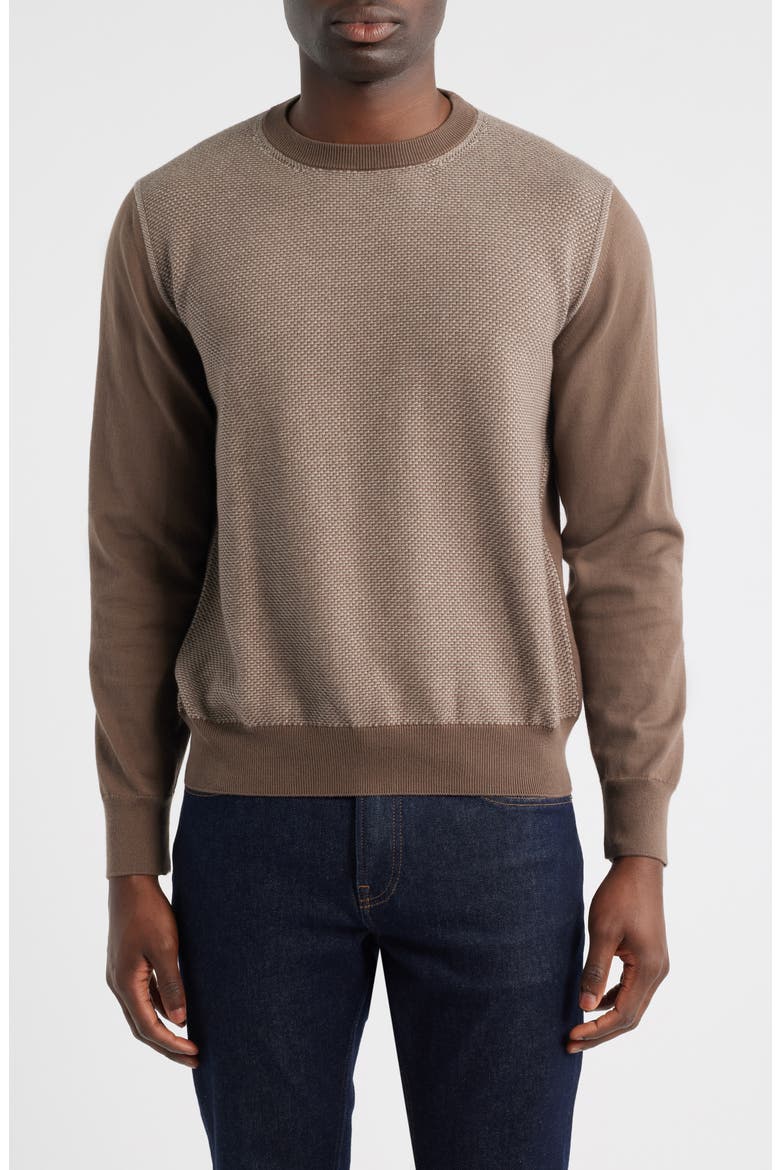 Cotton Crewneck Sweater, Main, color, BROWN