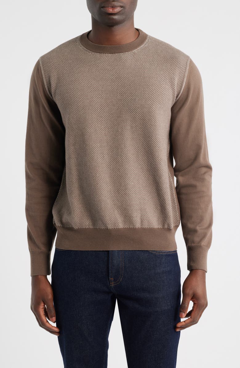 Canali Cotton Crewneck Sweater, Main, color, Brown