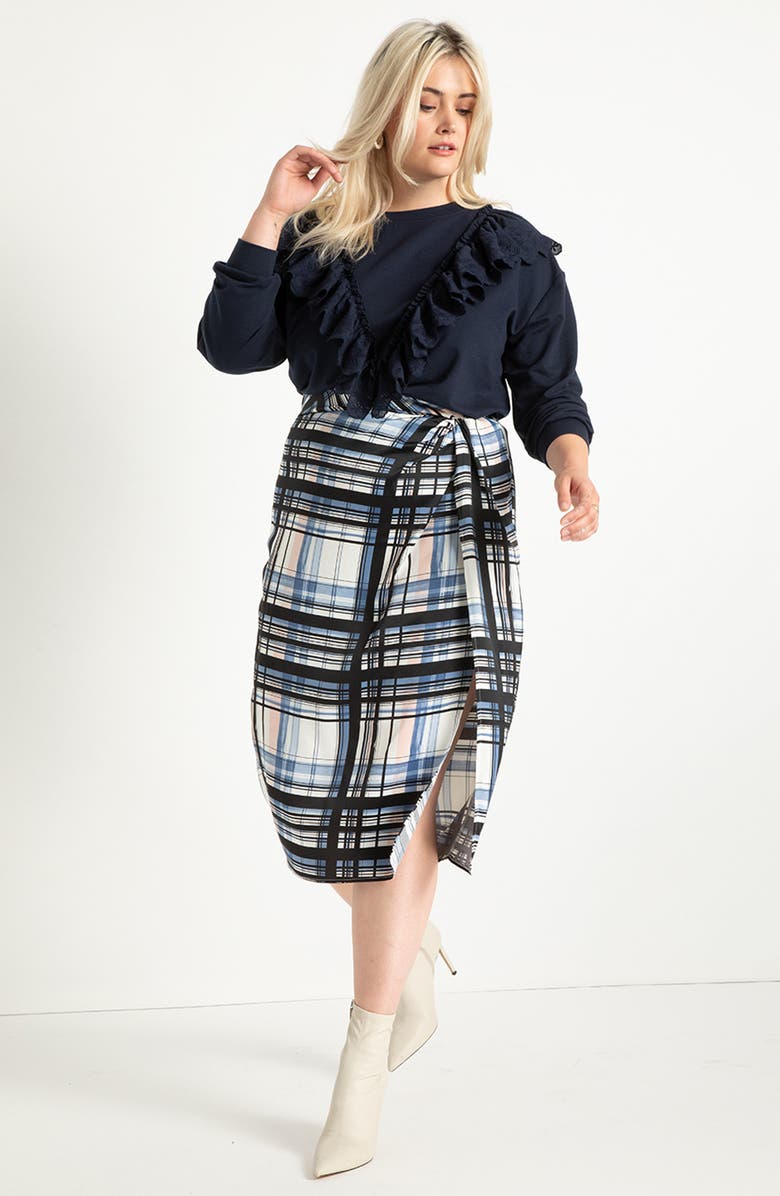 ELOQUII Ruffle Front Sweatshirt, Alternate, color, 