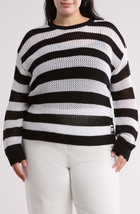 Stripe Open Stitch Sweater (Plus)