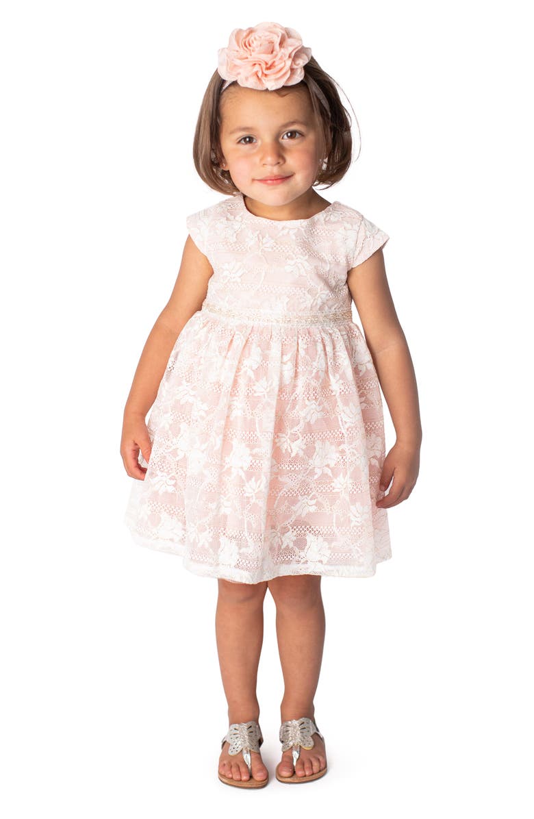 Popatu Cap Sleeve Floral Overlay Dress, Alternate, color,