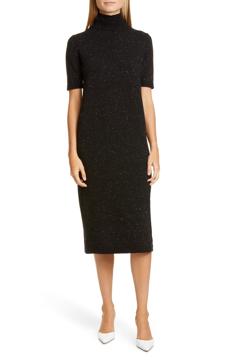 Wool & Cashmere Midi Sweater Dress, Main, color, BLACK MULTI