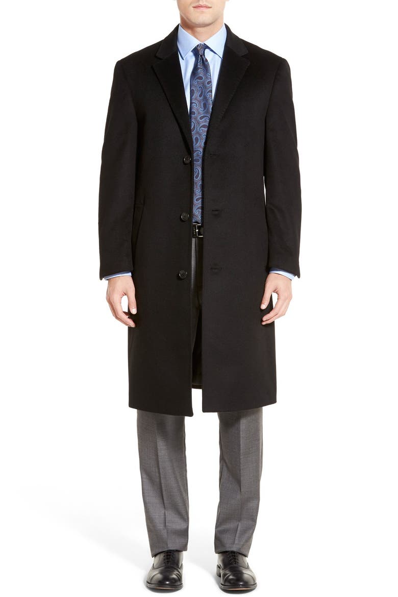 Sheffield Classic Fit Wool & Cashmere Overcoat, Main, color, BLACK
