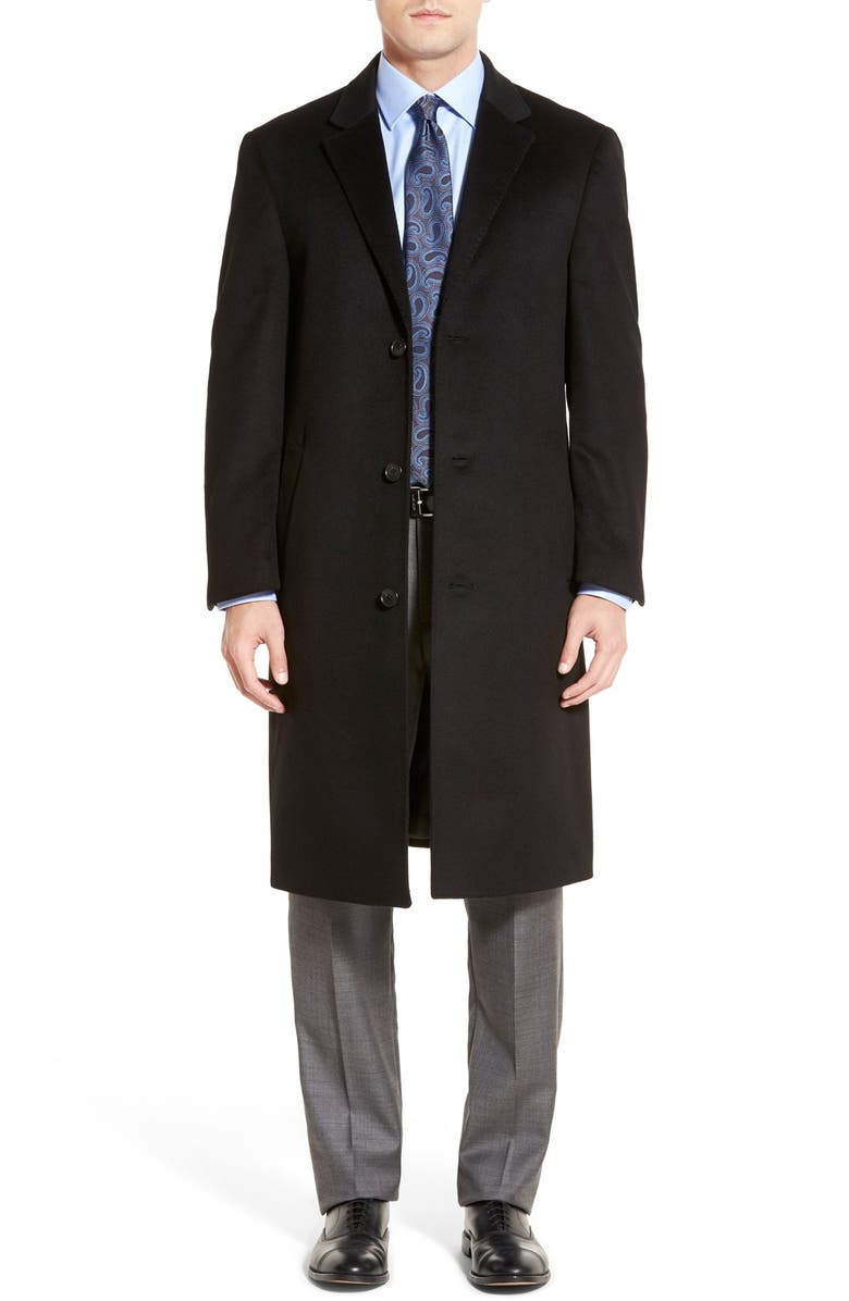Hart Schaffner Marx Sheffield Classic Fit Wool & Cashmere Overcoat, Main, color, Black