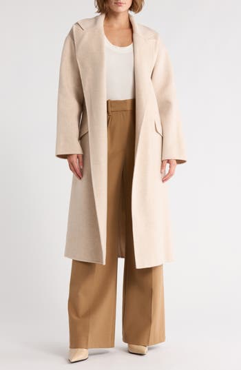 Theory Wool Blend Robe Coat In Neutral
