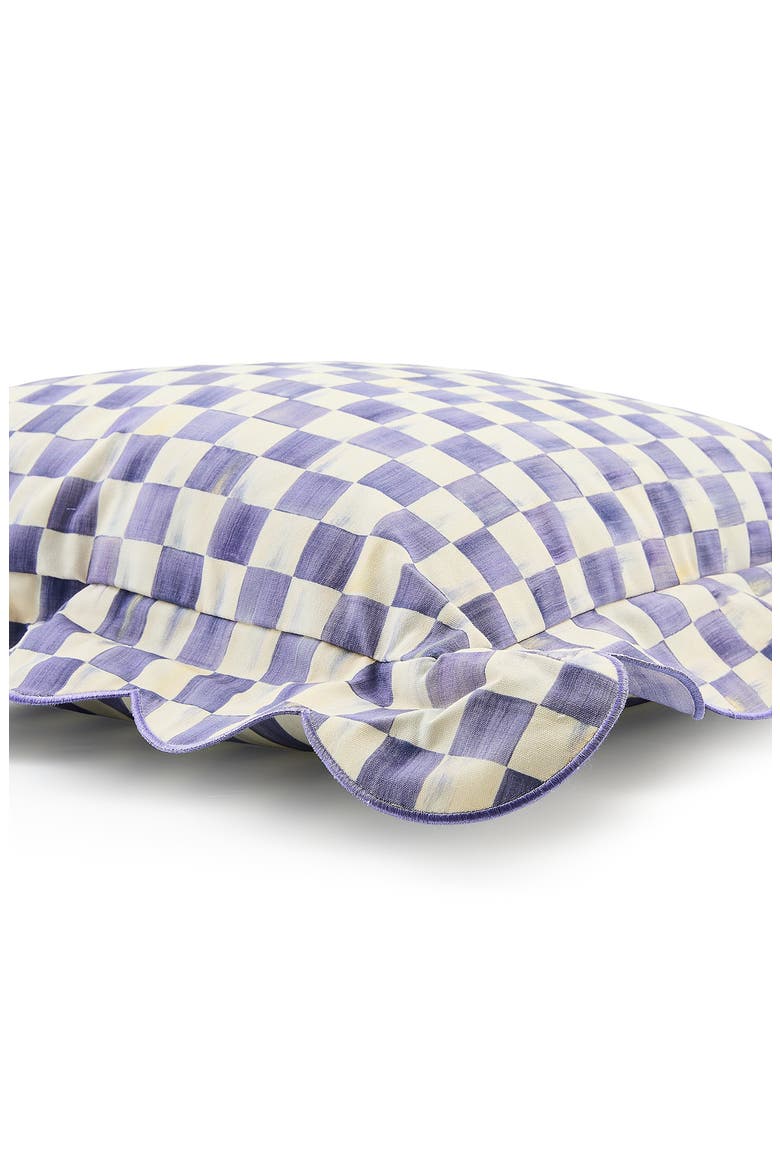 Violet Check Reversible Scallop Lumbar Pillow, Alternate, color, VIOLET