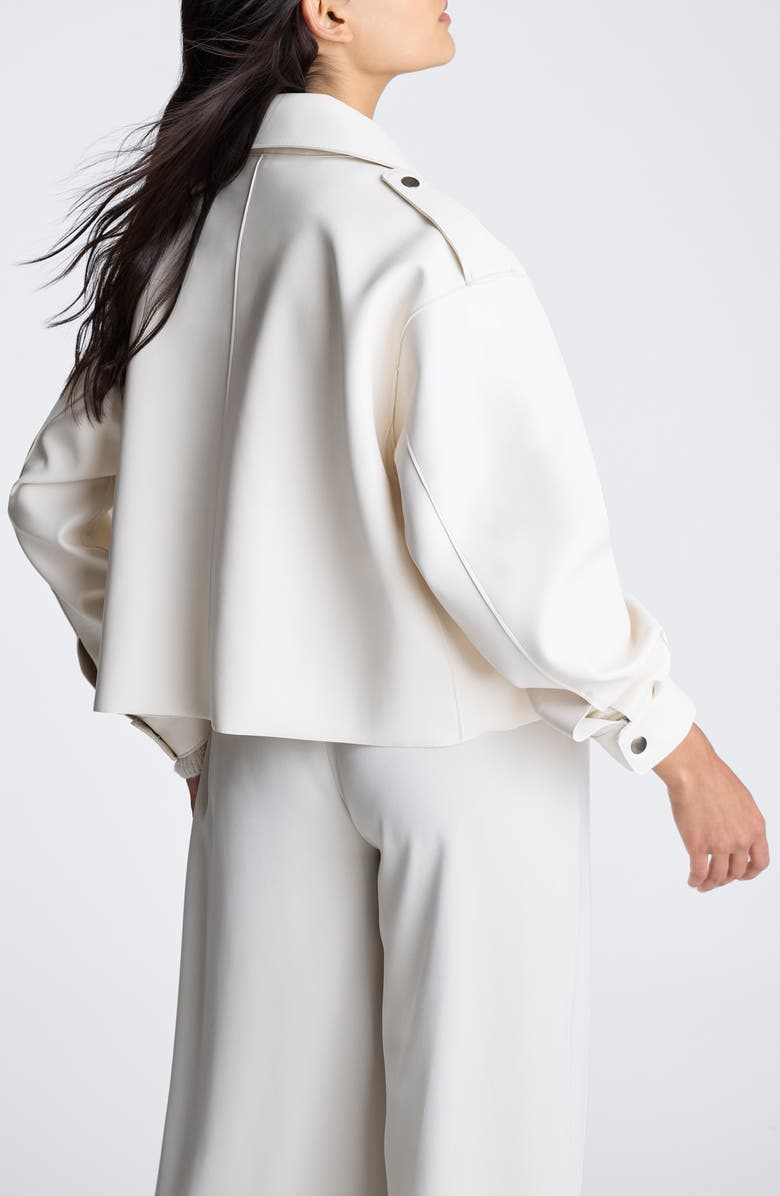 Kenneth Cole Crop Faux Leather Jacket, Alternate, color, Oyster