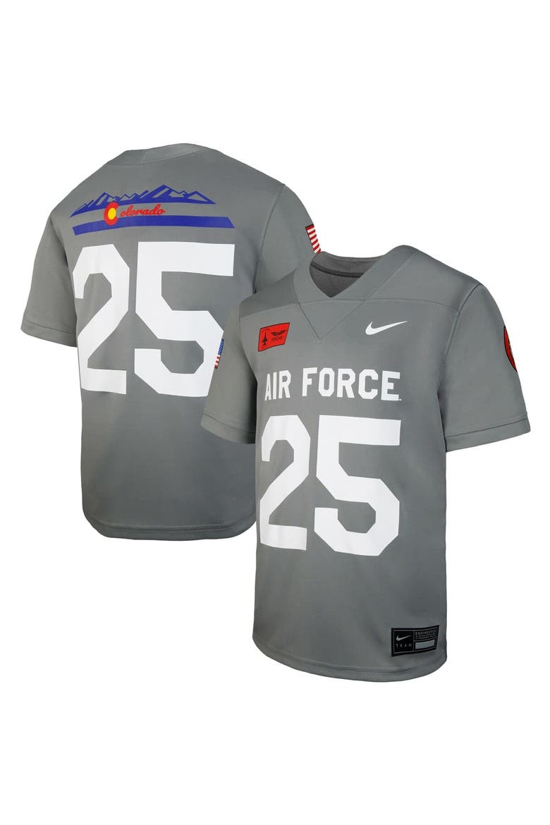 Youth Nike #25 Gray Air Force Falcons APLS Fighting Falcon Collection Football Game Jersey, Main, color, Gray
