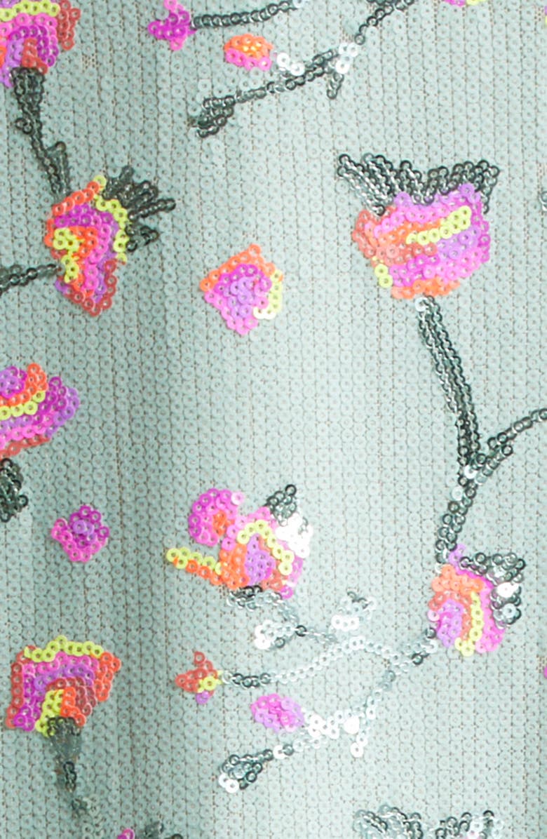 La Vie Style House Floral Sequin Bell Sleeve Cover-Up Dress, Alternate, color, Mint Pink Multi