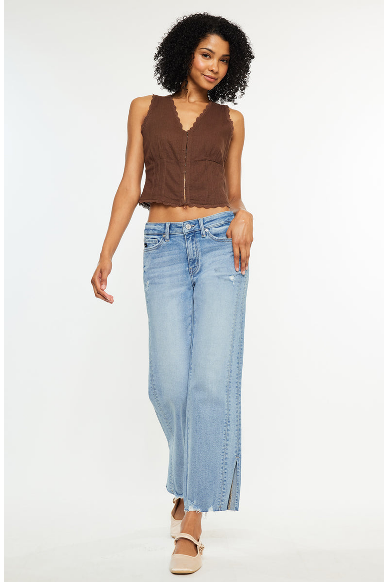 Sonia Mid Rise Straight Jeans, Main, color, Medium Wash