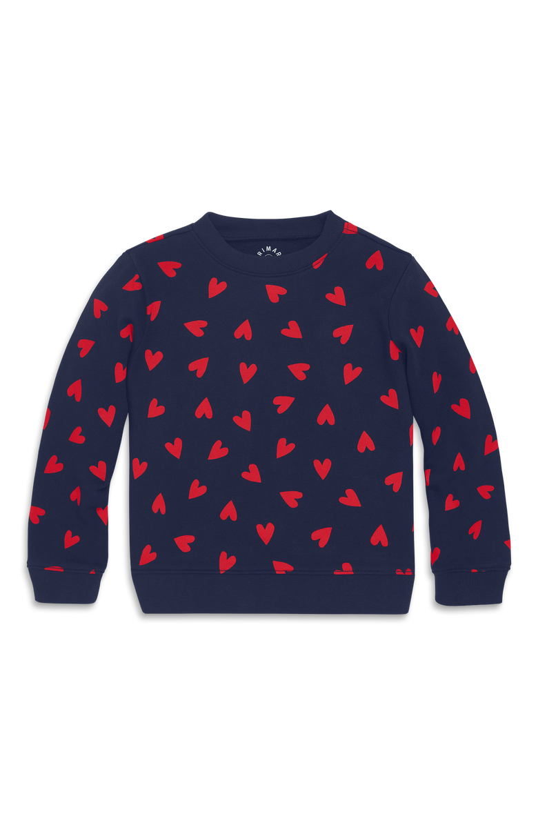 Primary Kids Sweatshirt In Confetti Hearts, Main, color, Navy Mini Lollipop Hearts