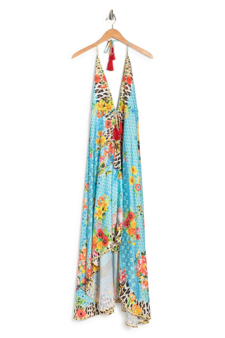 Floral Print Halter Cover-Up Dress, Alternate, color, BLUE